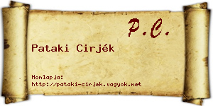 Pataki Cirjék névjegykártya